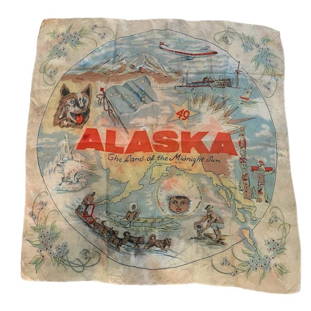 Vintage Alaska silk scarf